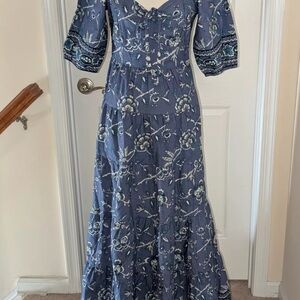 Caroline Constas Blue Floral Maxi Dress